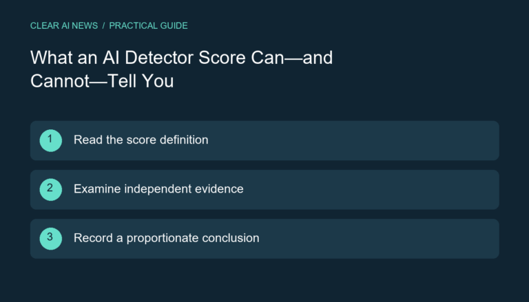 Three steps: Read the score definition; Examine independent evidence; Record a proportionate conclusion.