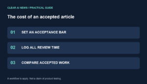 Three steps: set an acceptance bar, log all review time, compare accepted work.
