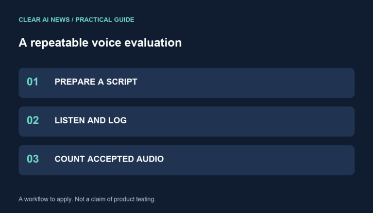 Three steps: prepare a script, listen and log, count accepted audio.